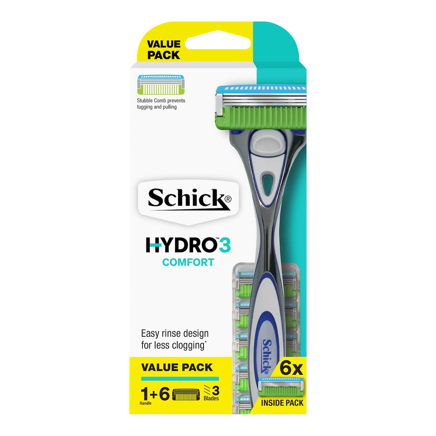 Hydro 3 Comfort Men's Razor Handle + 6 Cartridges