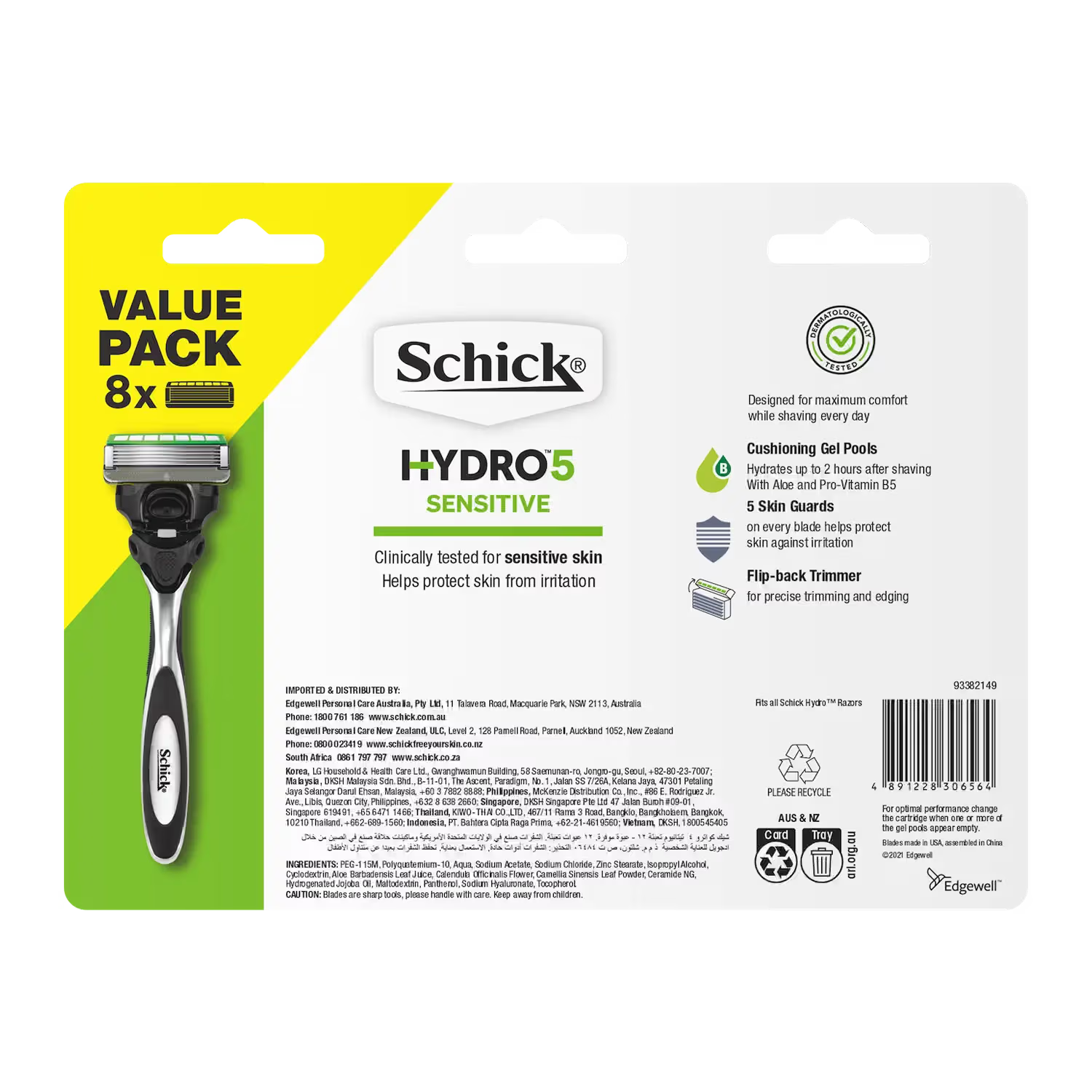 Hydro 5 Sensitive Men's Razor Blade Refills 8pk