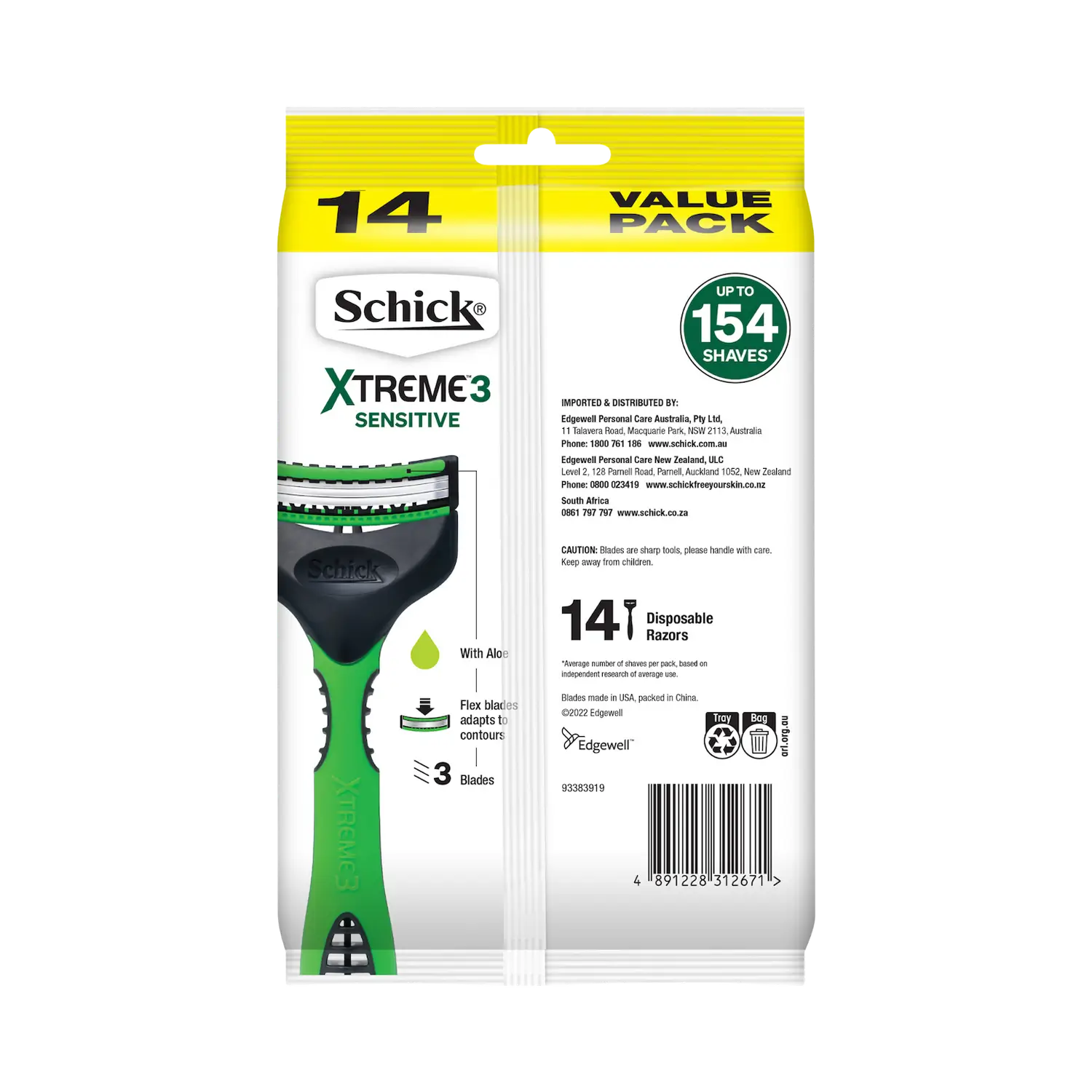 Xtreme 3 Sensitive Men's Disposable Razor 14pk