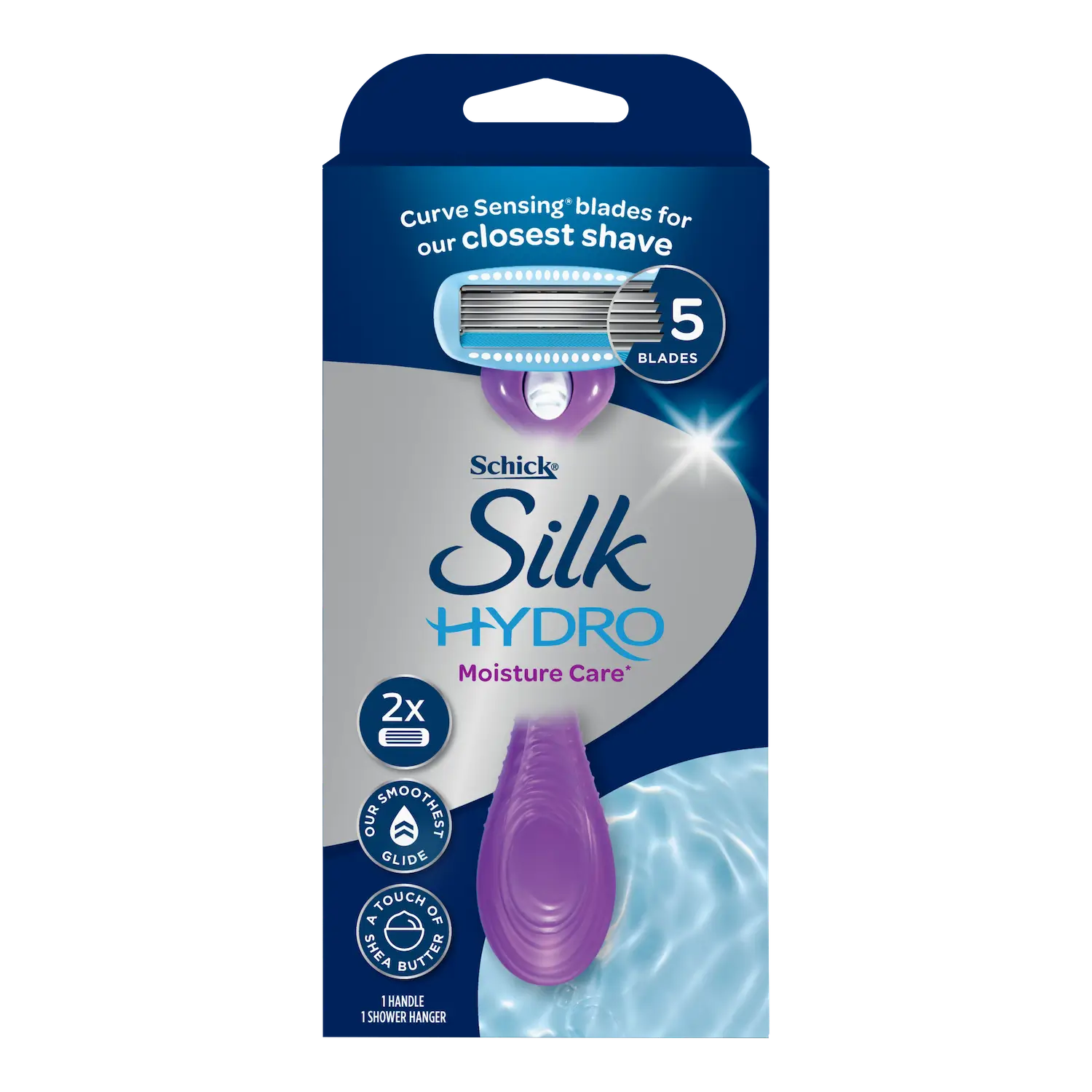 Silk Hydro Moisture Care Razor Handle + 2 Cartridges
