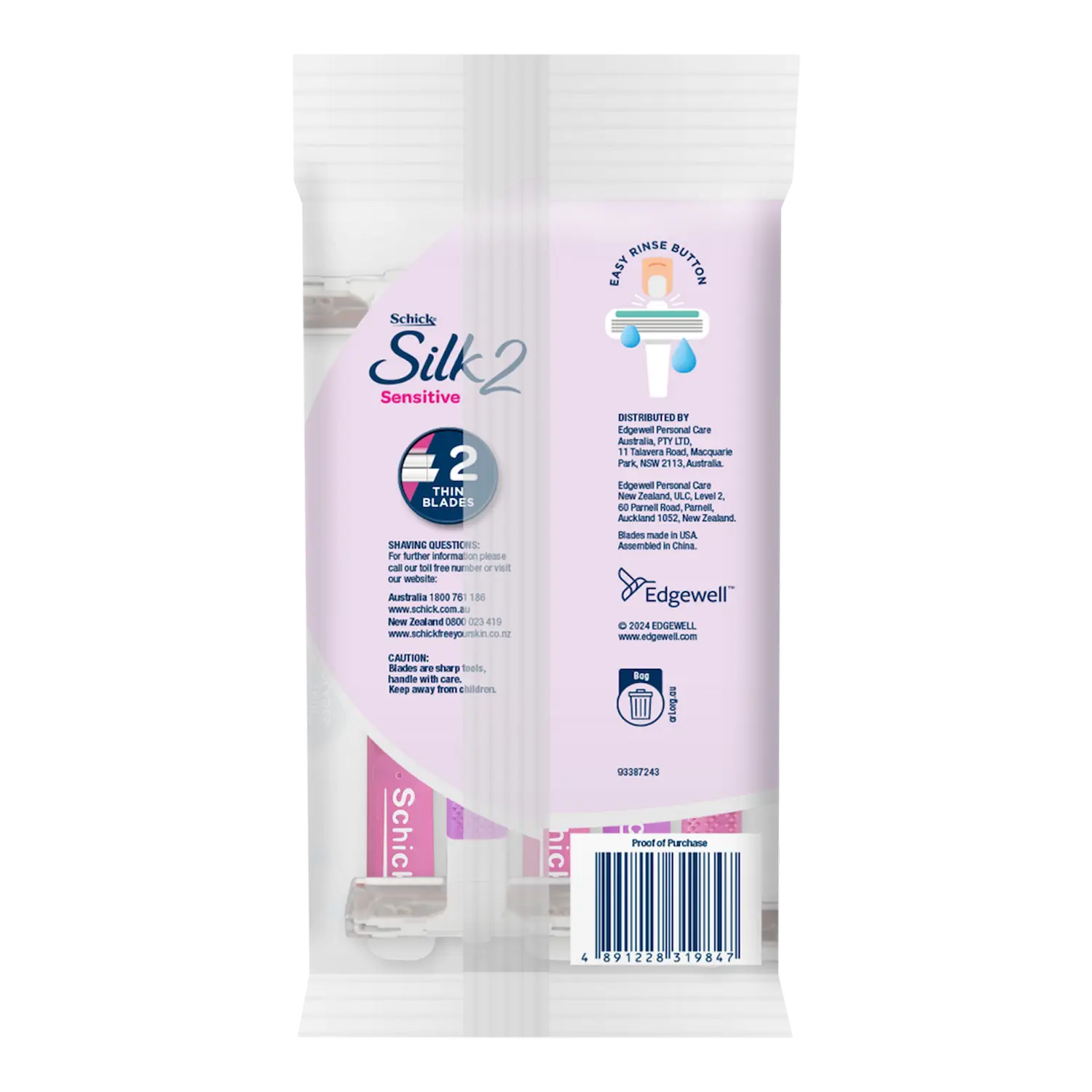 Silk 2 Sensitive Disposable Razors 5pk