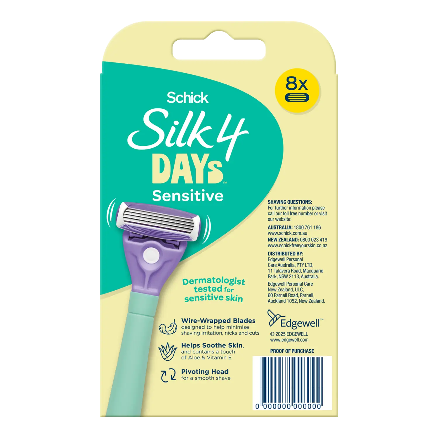 Silk 4 Days Sensitive Razor Refills 8pk