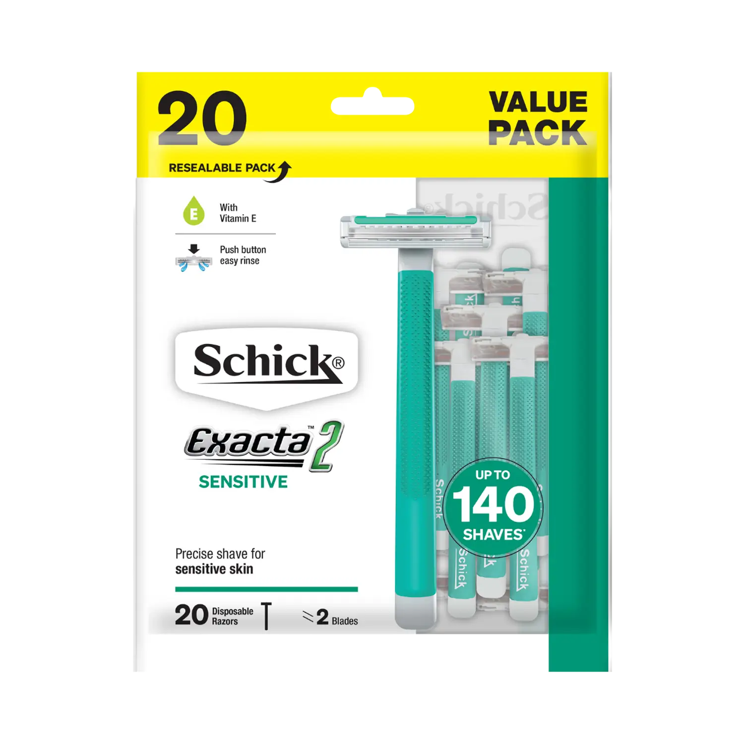 Exacta 2 Sensitive Men's Disposable Razor 20pk