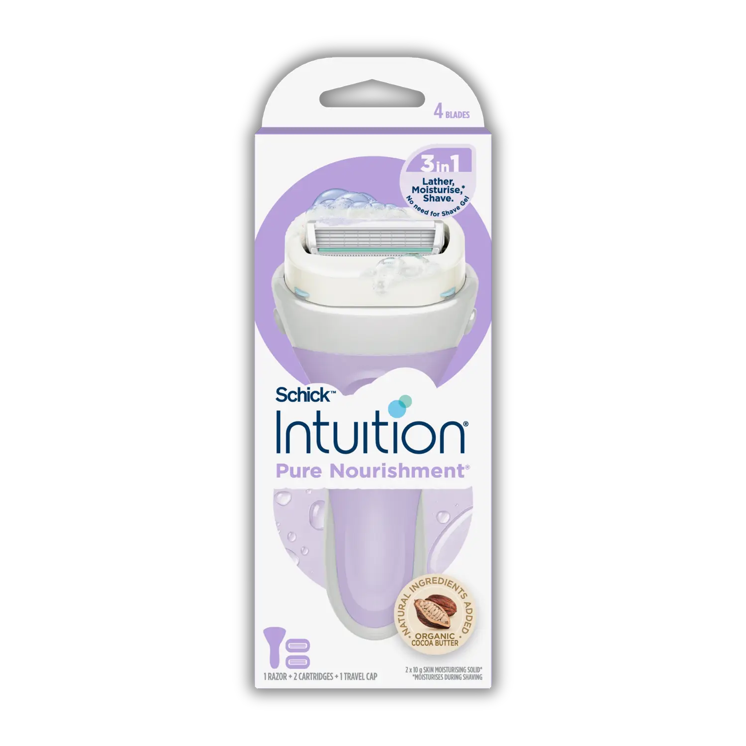 Intuition Pure Nourishment Razor Handle + 2 Cartridges