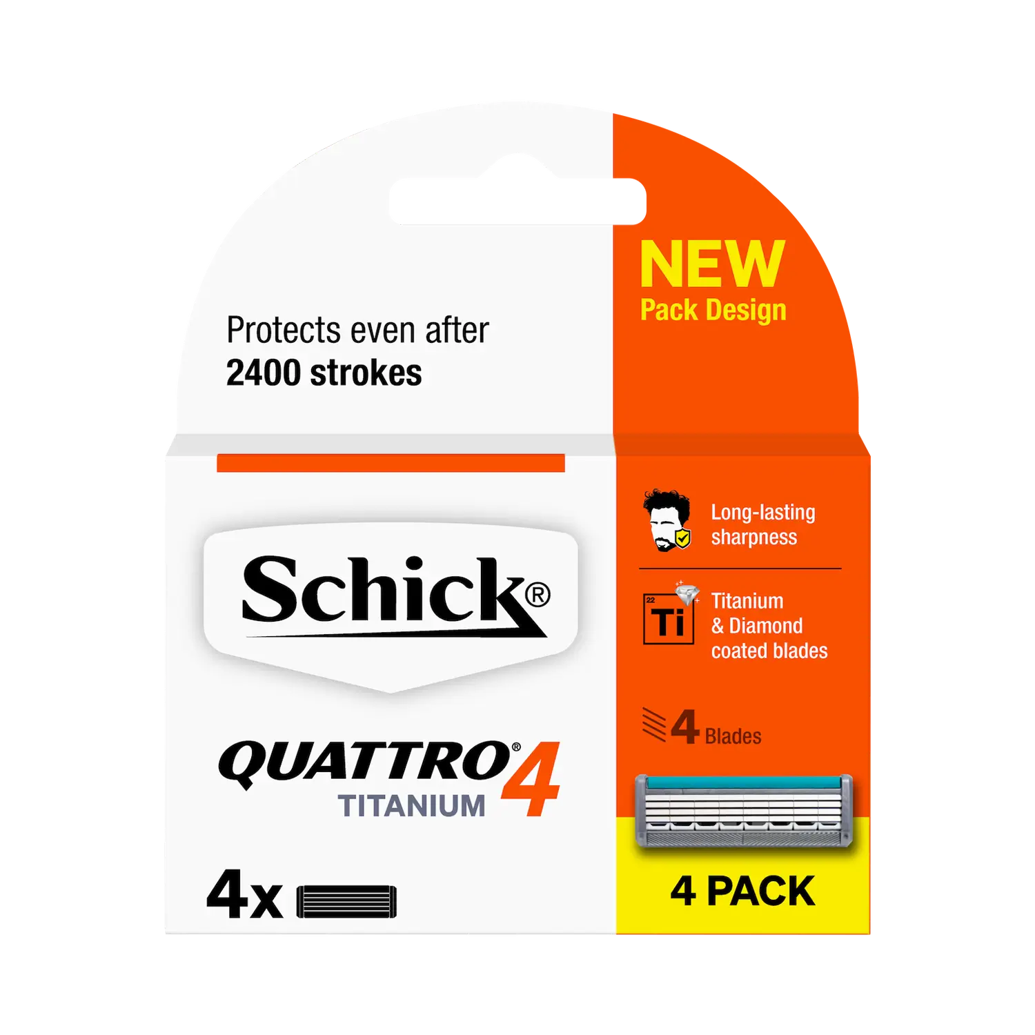 Quattro 4 Titanium Men's Razor Blade Refills 4pk