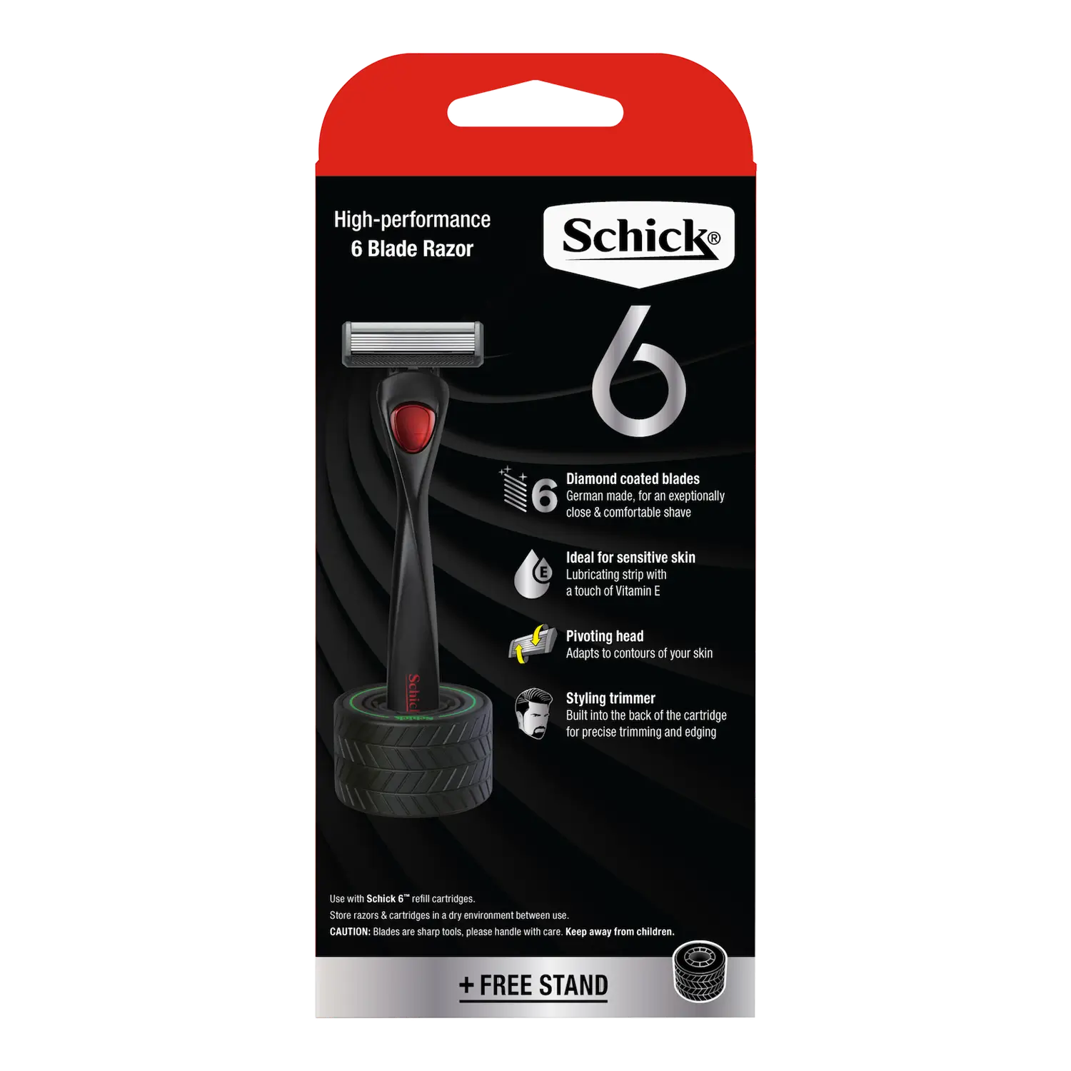 Schick 6 Men's Razor Handle + 1 Cartridge
