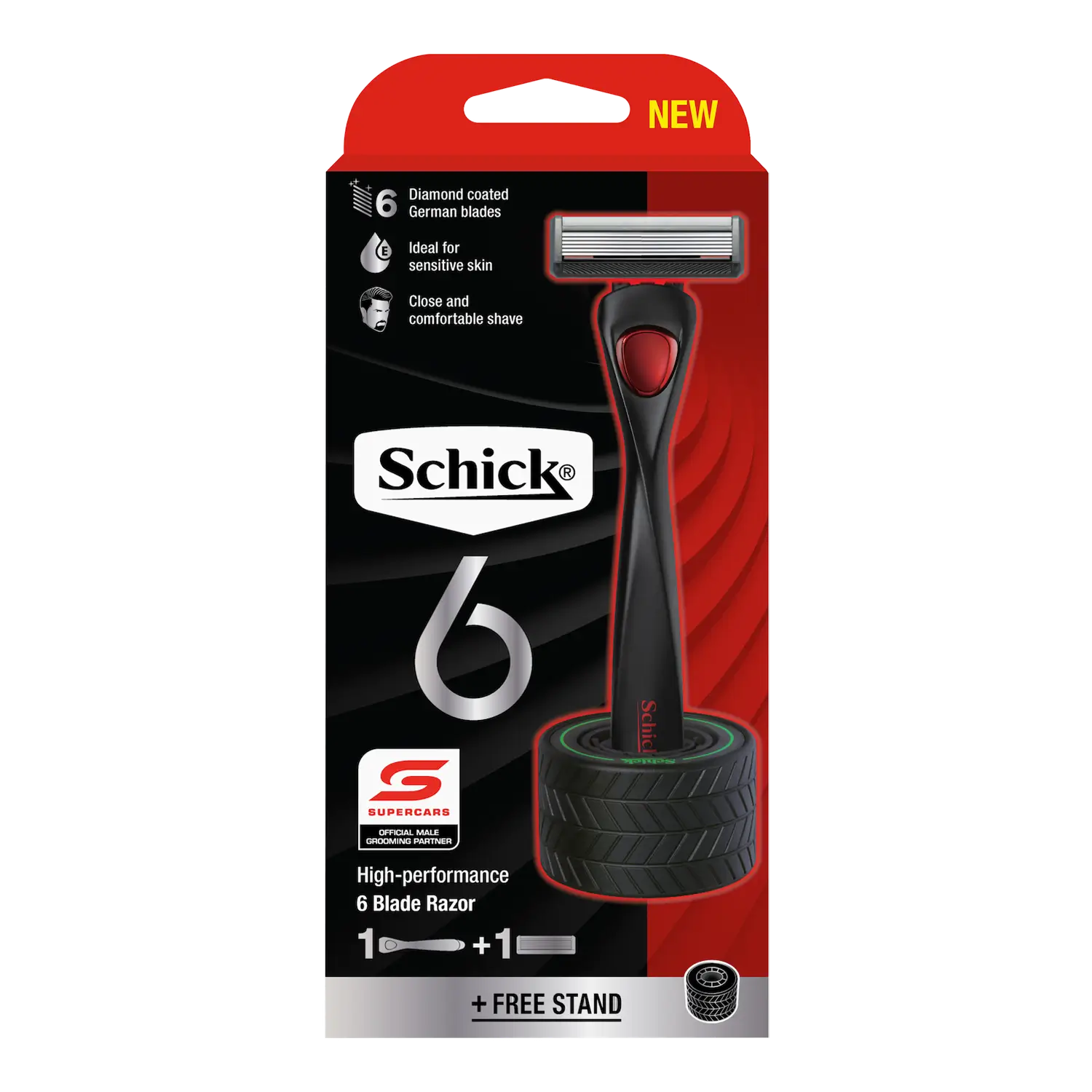 Schick 6 Men's Razor Handle + 1 Cartridge
