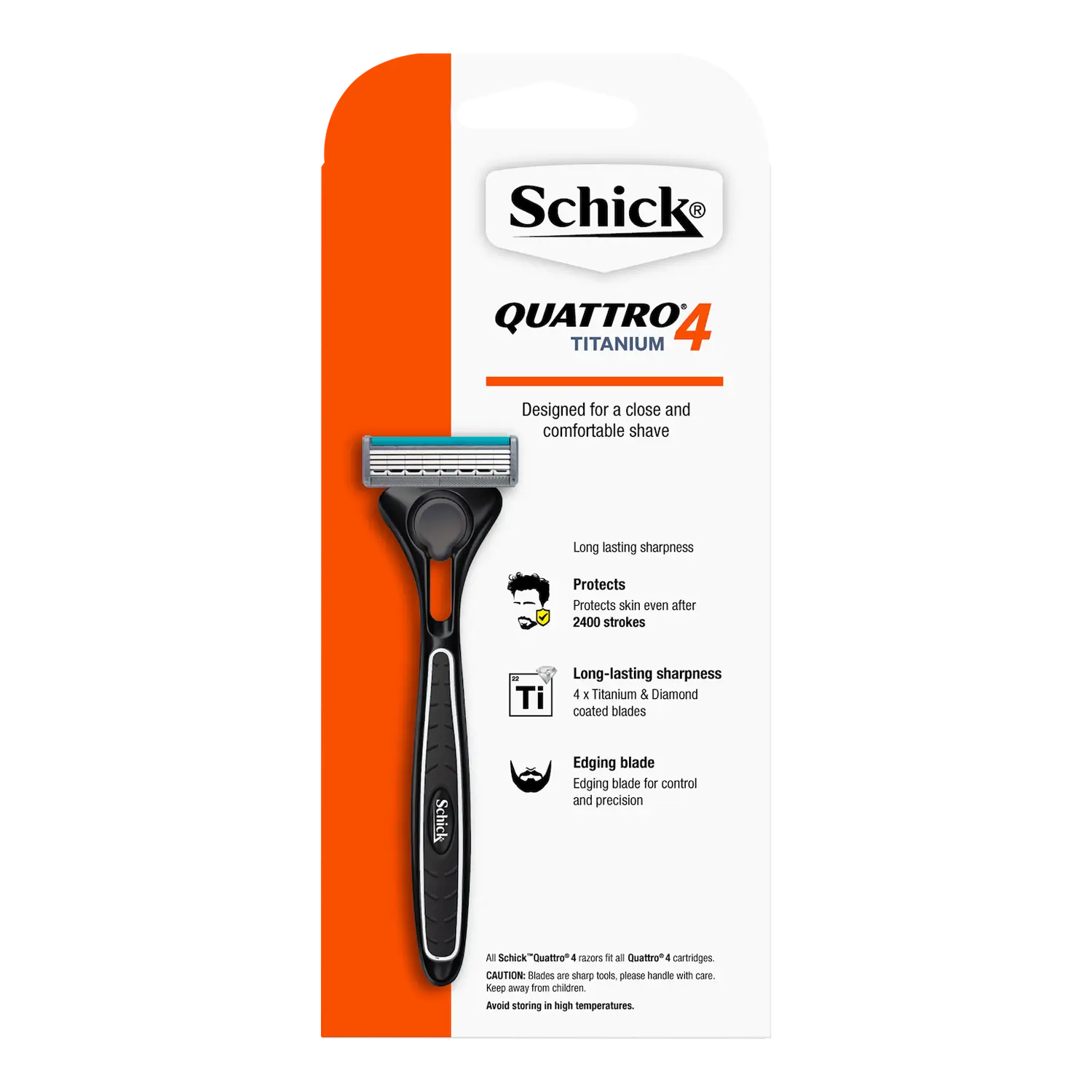 Quattro 4 Titanium Men's Razor Handle + 5 Cartridges