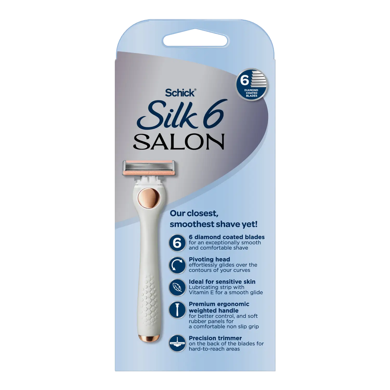 Silk Salon 6 Razor Handle + 2 Cartridges