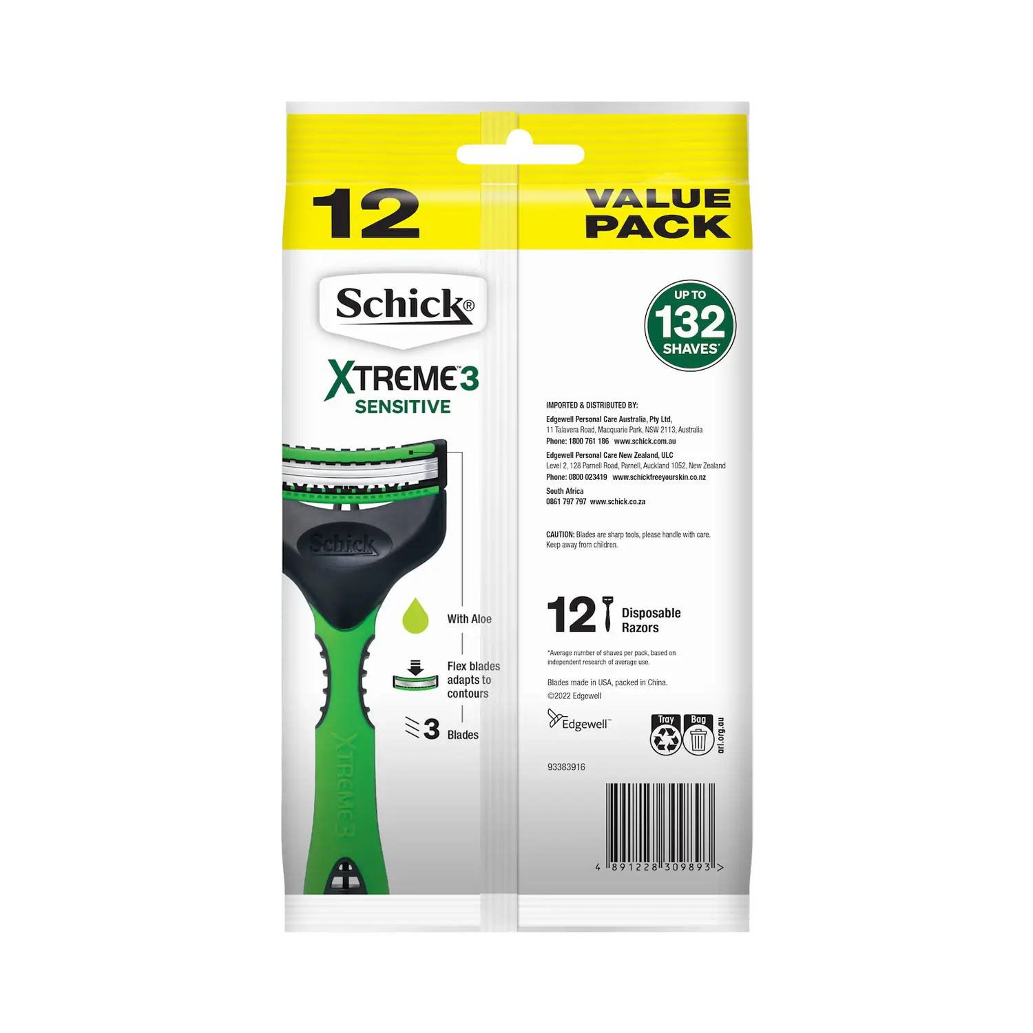 Xtreme 3 Sensitive Men's Disposable Razor 12pk