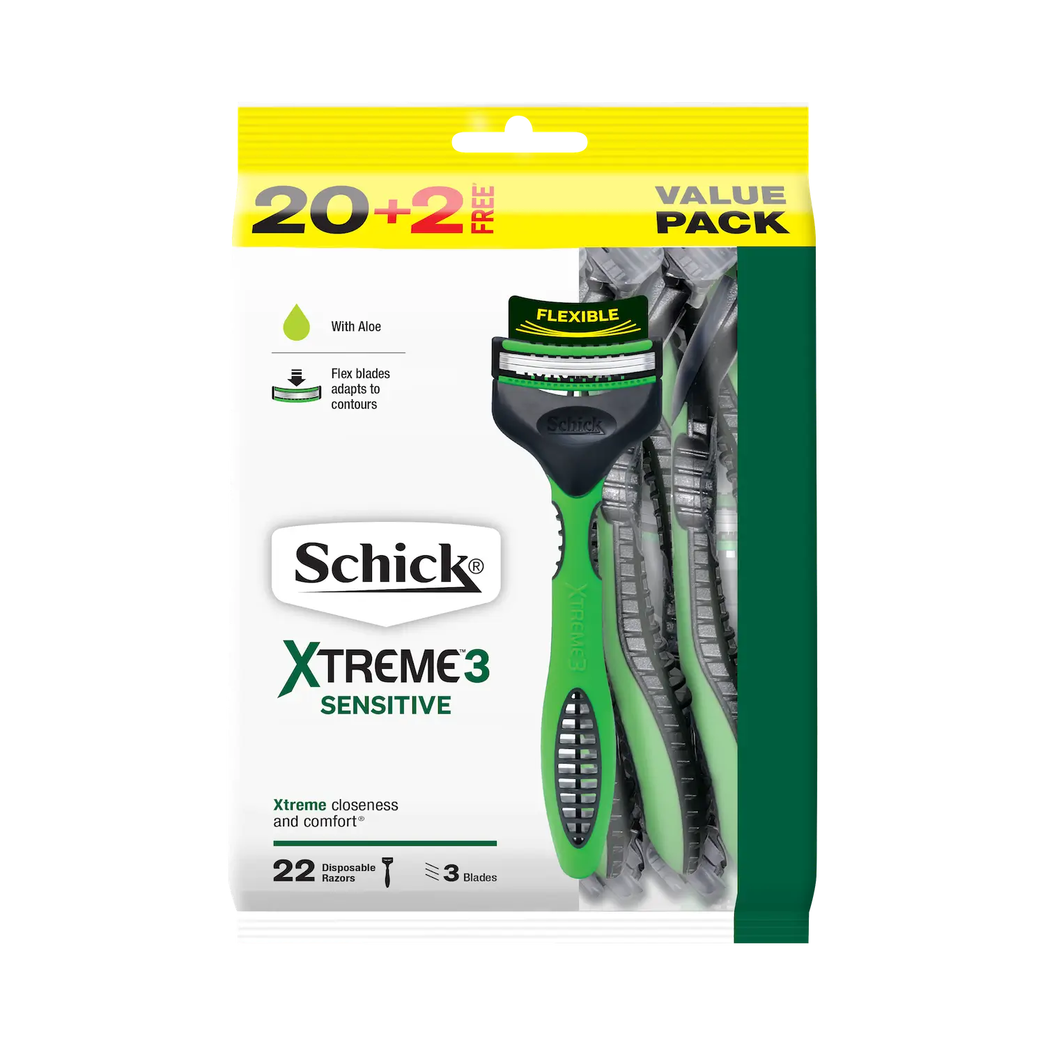Xtreme 3 Sensitive Men's Disposable Razor 20+2pk