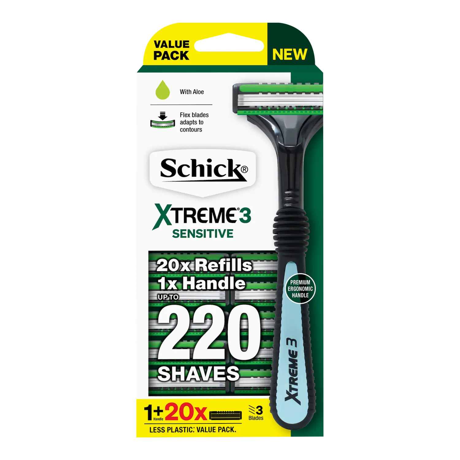 Xtreme 3 Sensitive Hybrid Men's Razor Handle + 20 Cartridges