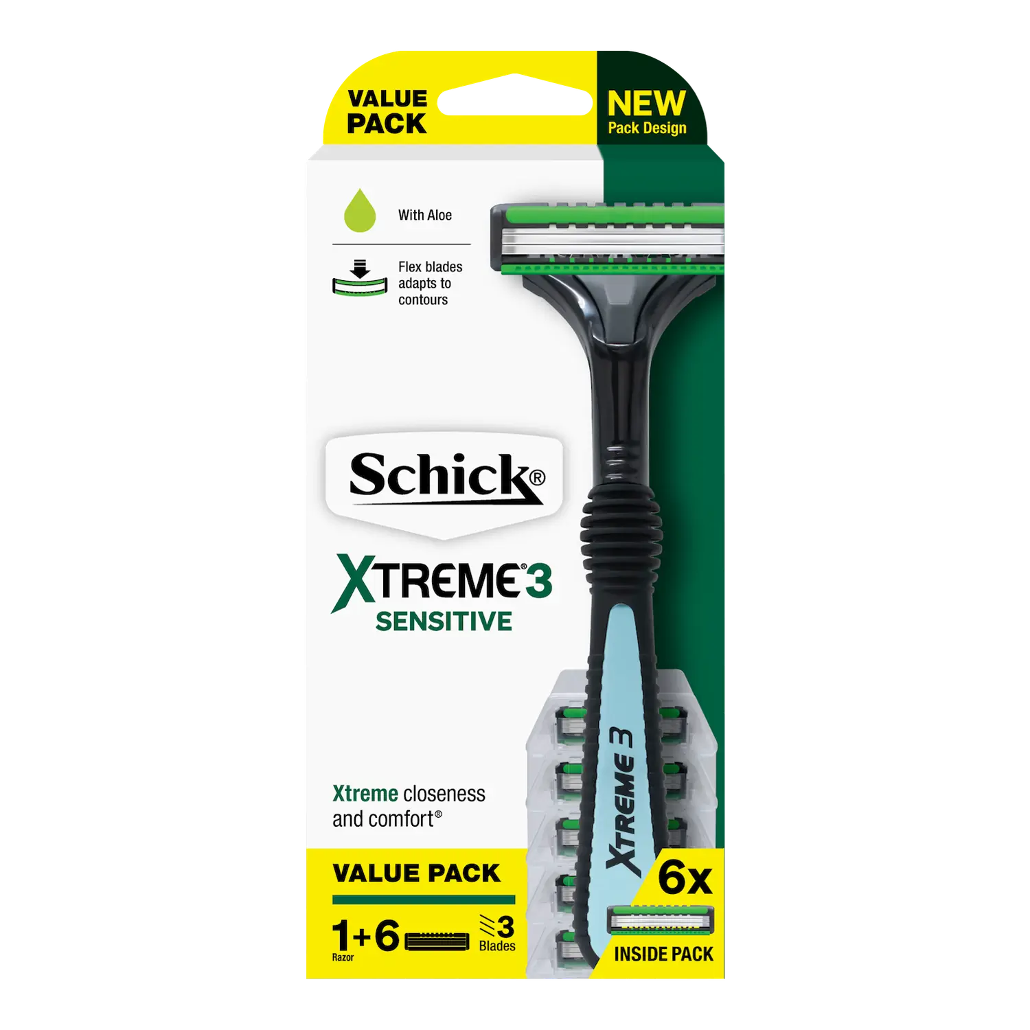Xtreme 3 Sensitive Hybrid Men's Razor Handle + 6 Cartridges