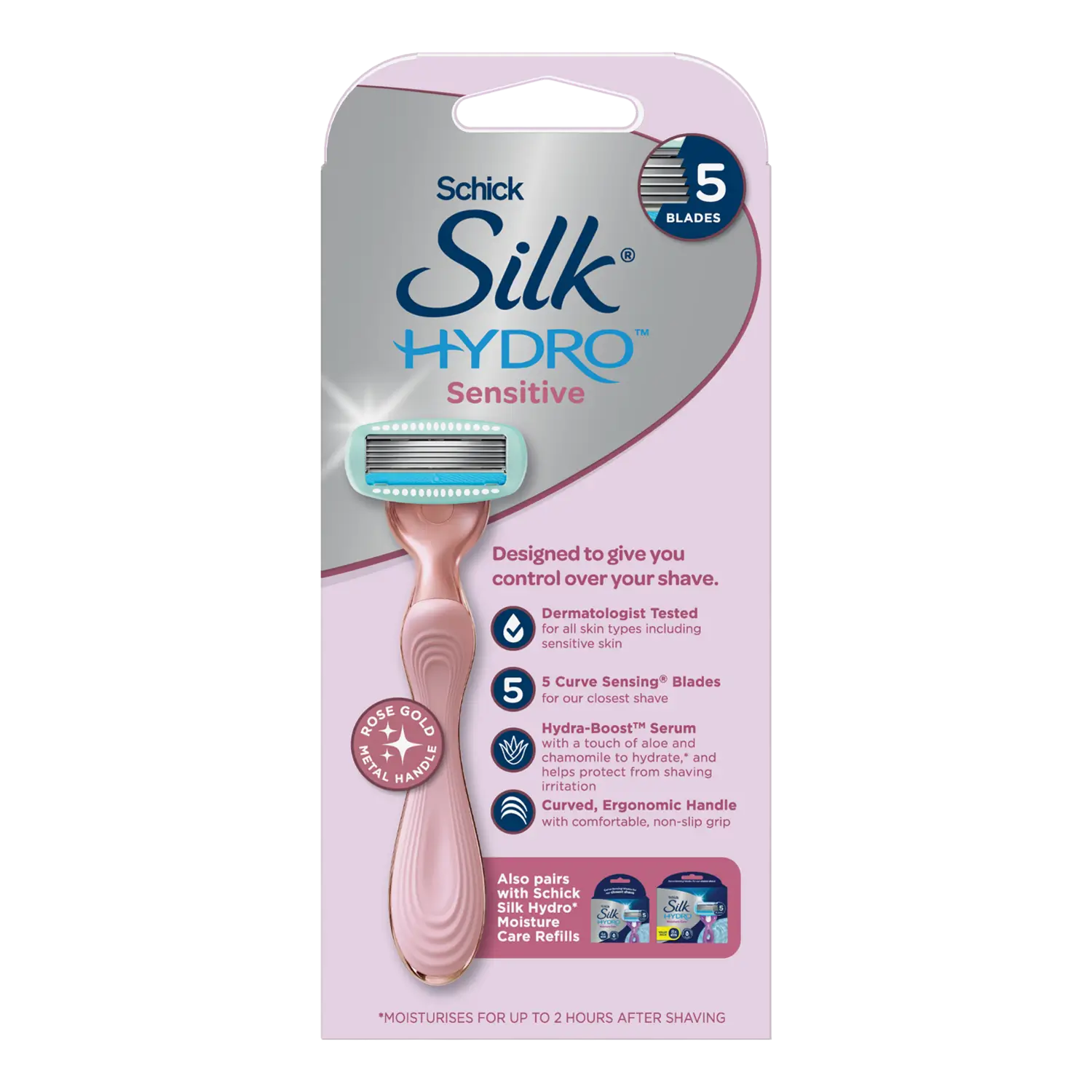 Silk Hydro Sensitive Razor Handle + 2 Cartridges