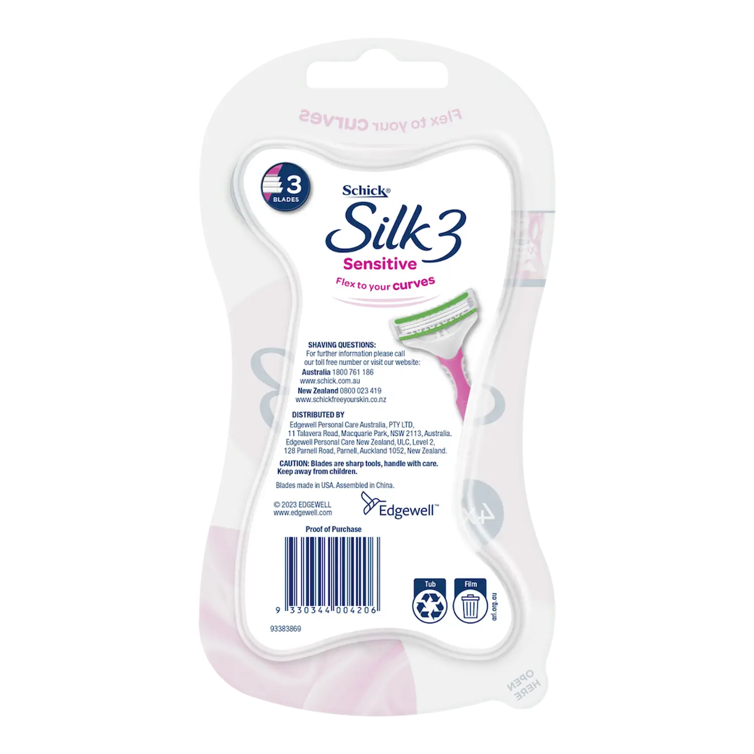 Silk 3 Sensitive Disposable Razors 4pk