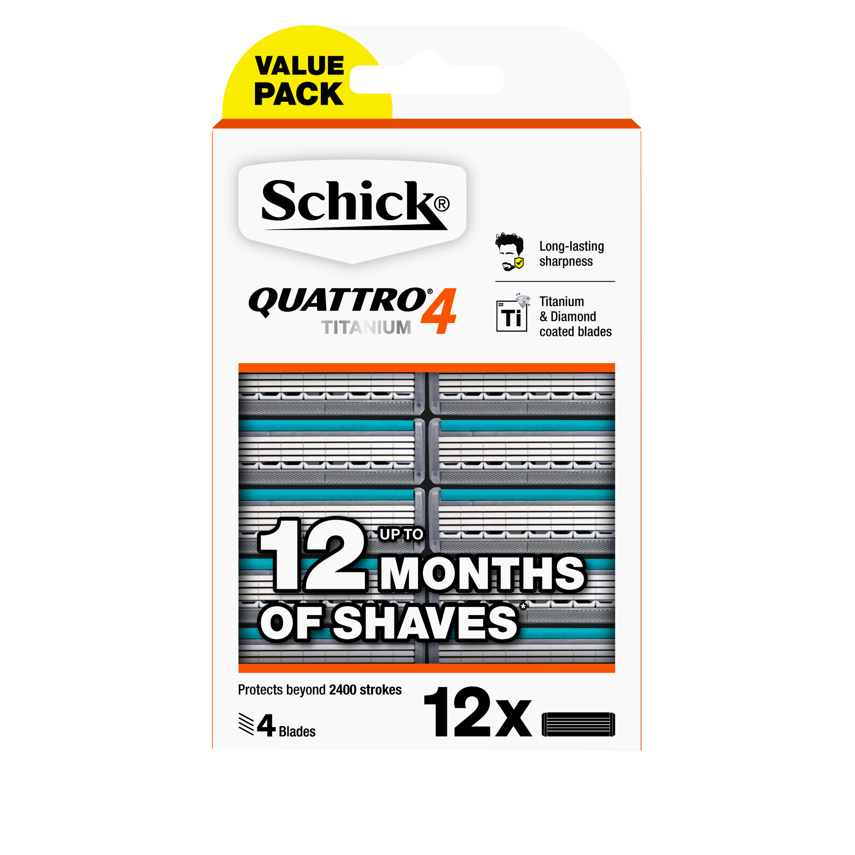 Quattro Titanium Razor Refills 12 Pack